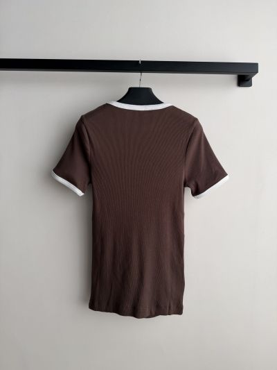 Prada Crew Neck Short Sleeve T-Shirt in Brown