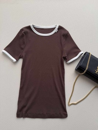 Prada Crew Neck Short Sleeve T-Shirt in Brown
