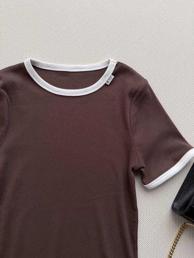 Prada Crew Neck Short Sleeve T-Shirt in Brown