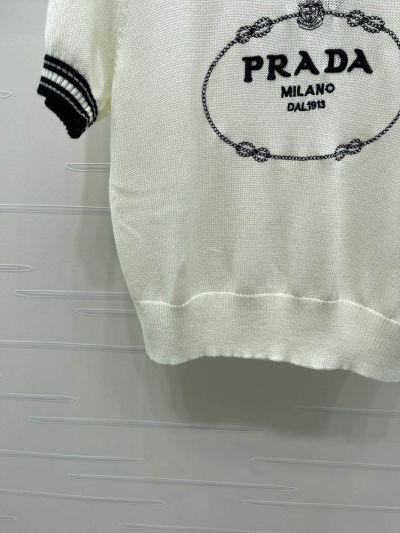 Prada Crew Neck Short Sleeve T-Shirt in White and Black