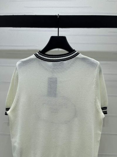 Prada Crew Neck Short Sleeve T-Shirt in White and Black