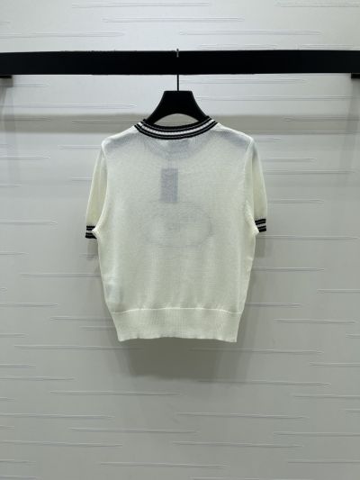 Prada Crew Neck Short Sleeve T-Shirt in White and Black