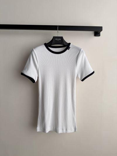 Prada Crew Neck Short Sleeve T-Shirt in White