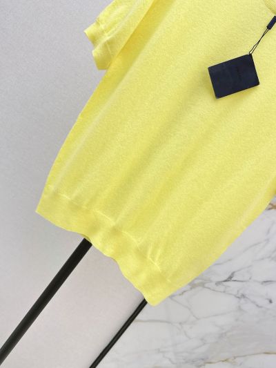 Prada Crew Neck Short Sleeve Top in Yellow