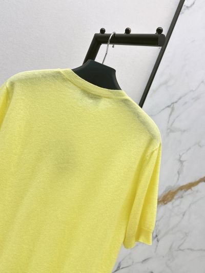 Prada Crew Neck Short Sleeve Top in Yellow