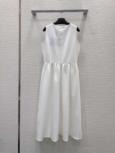 Prada Crew Neck Sleeveless Dress in White