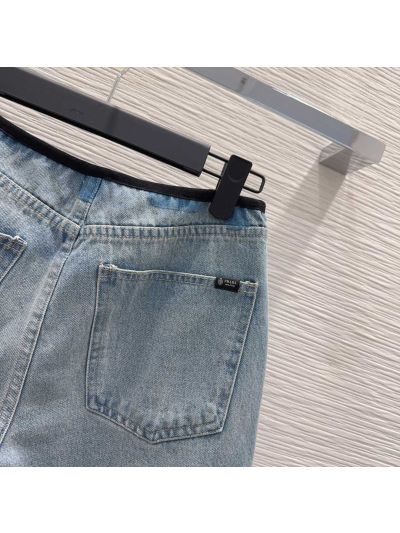 Prada Denim Cargo Pants in Light Blue