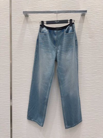 Prada Denim Straight Pants in Light Blue