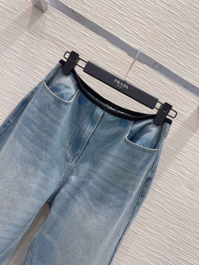 Prada Denim Straight Pants in Light Blue