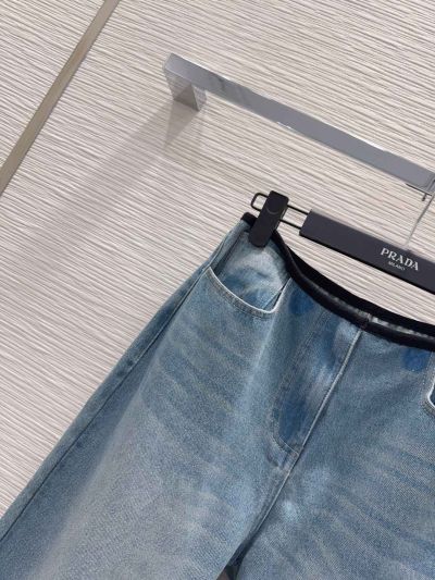 Prada Denim Straight Pants in Light Blue