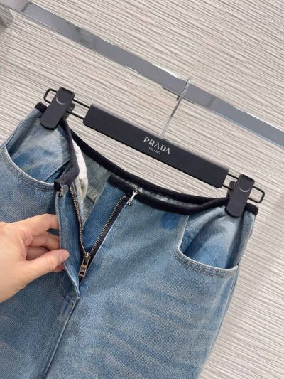 Prada Denim Straight Pants in Light Blue
