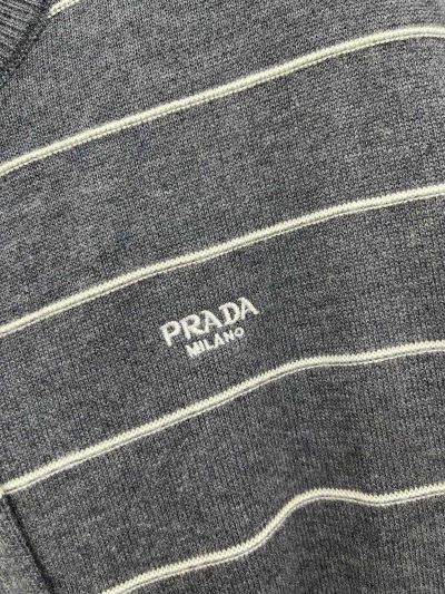 Prada Embroidered Button-Front Cardigan in Navy and White