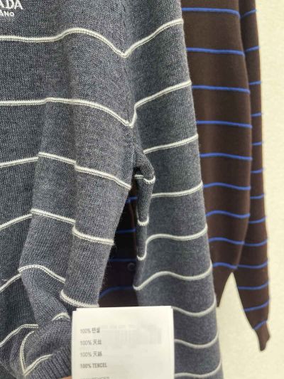 Prada Embroidered Button-Front Cardigan in Navy and White