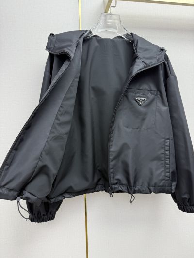 Prada Hooded Drawstring Coat in Navy