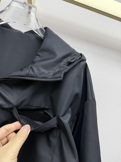 Prada Hooded Drawstring Coat in Navy