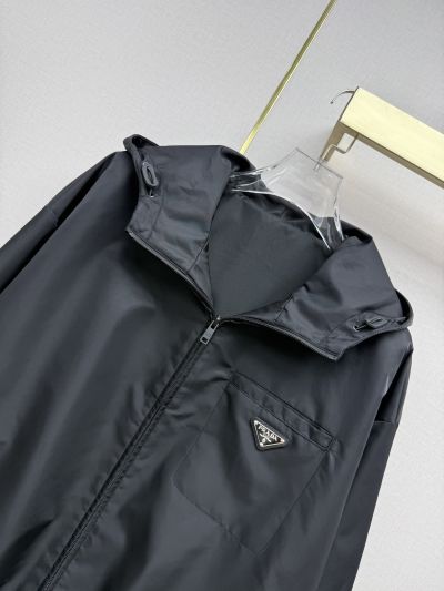 Prada Hooded Drawstring Coat in Navy