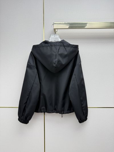 Prada Hooded Drawstring Coat in Navy