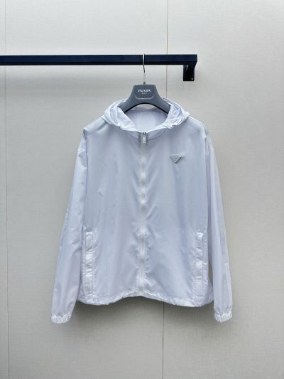 Prada Hooded Long Sleeve Jacket in White