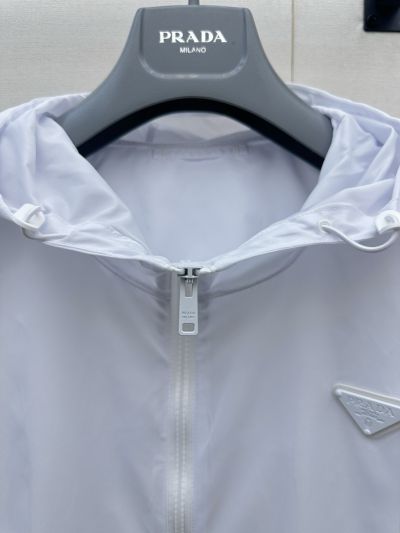 Prada Hooded Long Sleeve Jacket in White