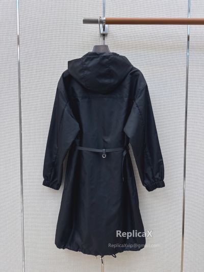 Prada Hooded Longline Coat in Navy