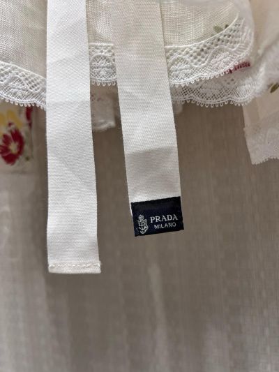 Prada Lace Linen Dress in White