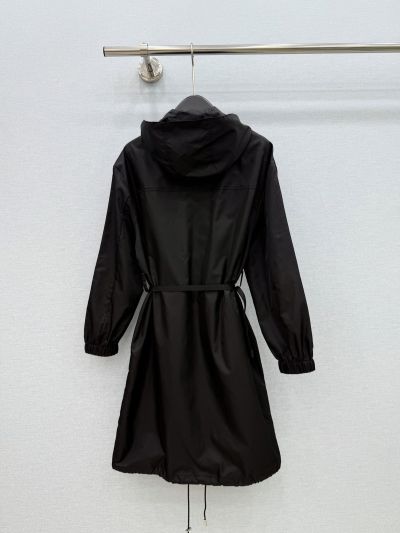 Prada Longline Hooded Coat in Black