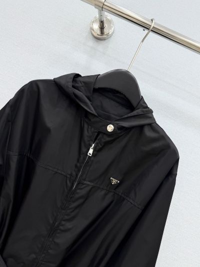 Prada Longline Hooded Coat in Black