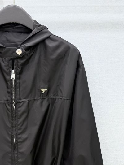 Prada Longline Hooded Coat in Black