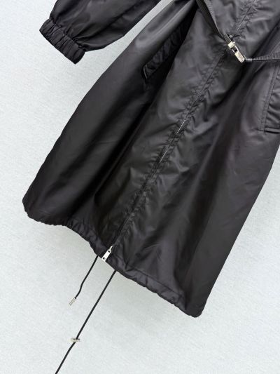 Prada Longline Hooded Coat in Black