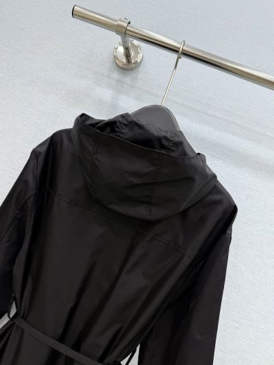 Prada Longline Hooded Coat in Black
