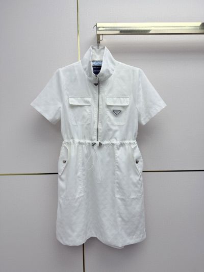 Prada Short Sleeve Dress in White