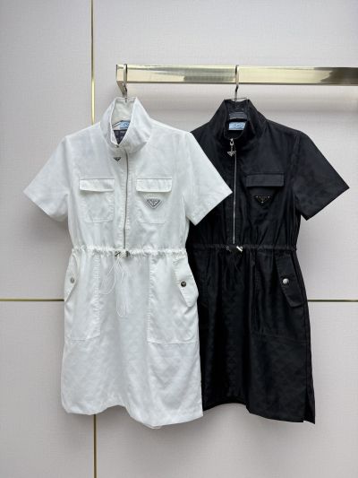 Prada Short Sleeve Dress in White