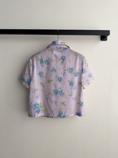Prada Short Sleeve Lace Shirt in Multicolor