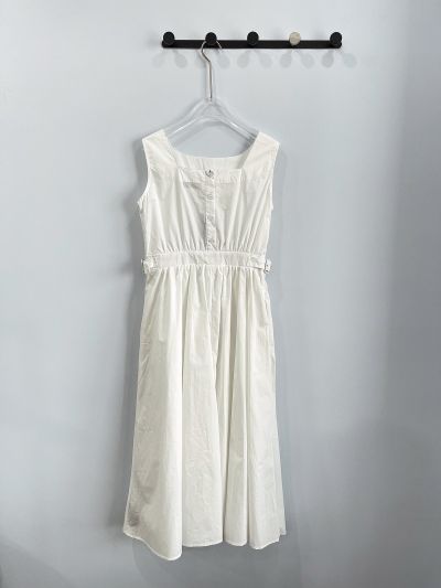 Prada Sleeveless Belted Dress in White