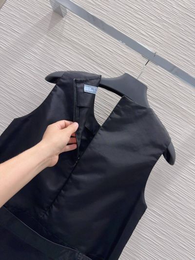 Prada Sleeveless Contrast-Trim Dress in Navy