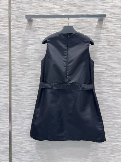 Prada Sleeveless Contrast-Trim Dress in Navy