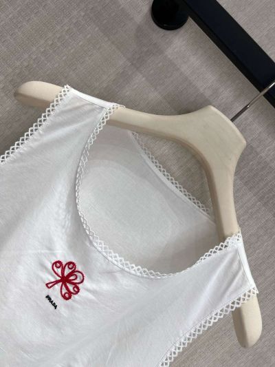 Prada Sleeveless Lace Top in White