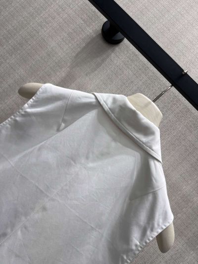 Prada Turn-Down Collar Sleeveless Dress in White