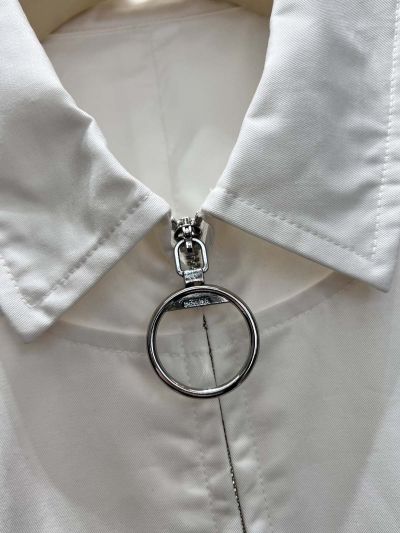 Prada Turn-Down Collar Sleeveless Dress in White