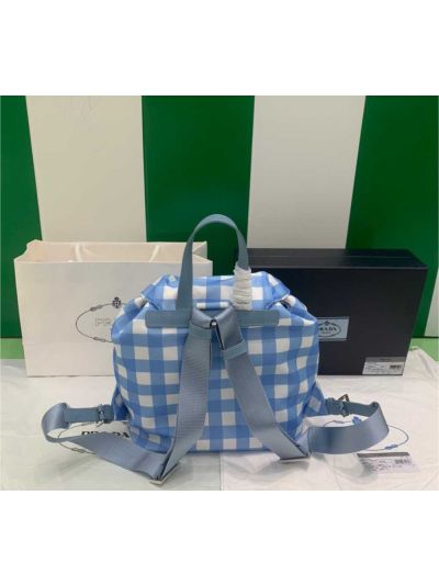 Prada Small Printed Re Nylon Backpack Bag Blue White 1BZ677