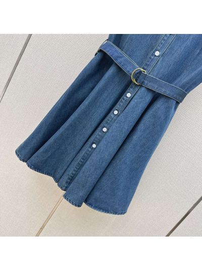 Ralph Lauren Embroidered Denim Dress in Navy