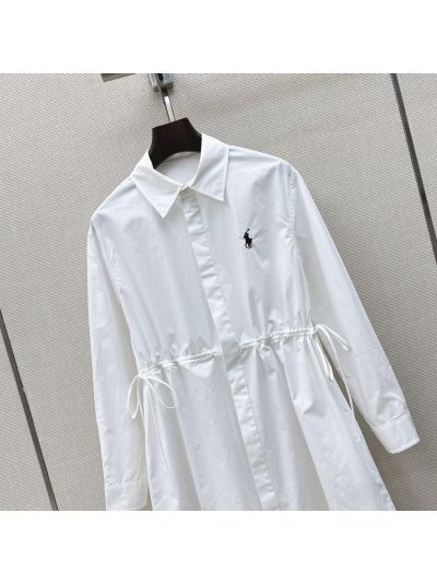 Ralph Lauren Embroidered Long Sleeve Dress in White