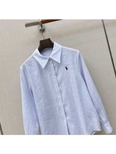 Ralph Lauren Embroidered Striped Shirt in Light Blue