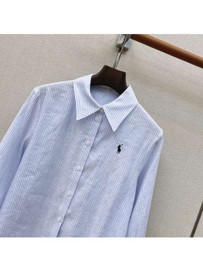 Ralph Lauren Embroidered Striped Shirt in Light Blue