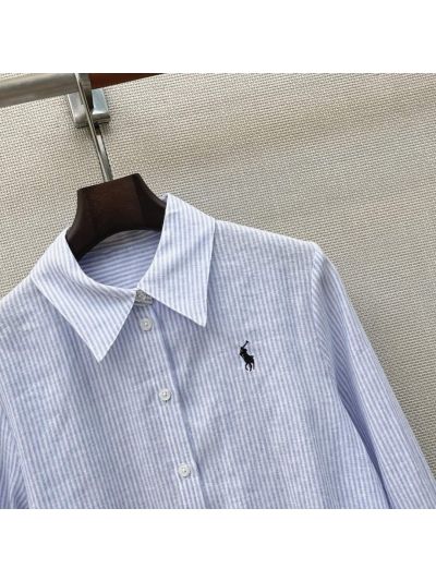 Ralph Lauren Embroidered Striped Shirt in Light Blue