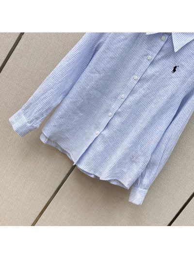 Ralph Lauren Embroidered Striped Shirt in Light Blue
