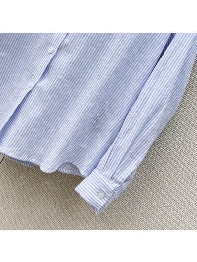 Ralph Lauren Embroidered Striped Shirt in Light Blue