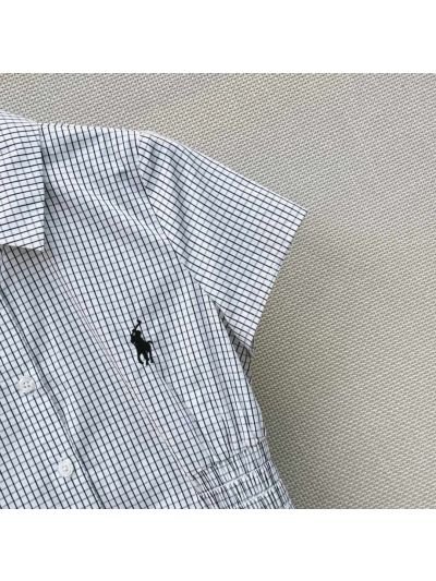 Ralph Lauren Plaid Puff Sleeve Shirt in White