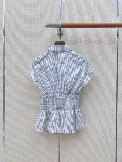 Ralph Lauren Plaid Puff Sleeve Shirt in White