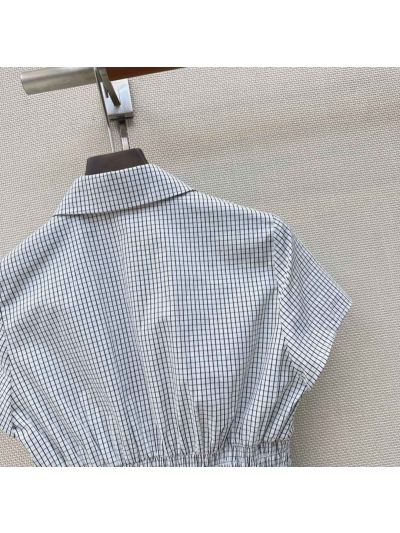 Ralph Lauren Plaid Puff Sleeve Shirt in White